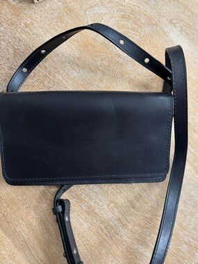 Able Black Leather Crossbody Belt Bag